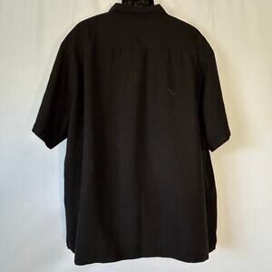 Caribbean Silk Blend Shirt 2XL Black Bamboo Embroidered Camp Cuban